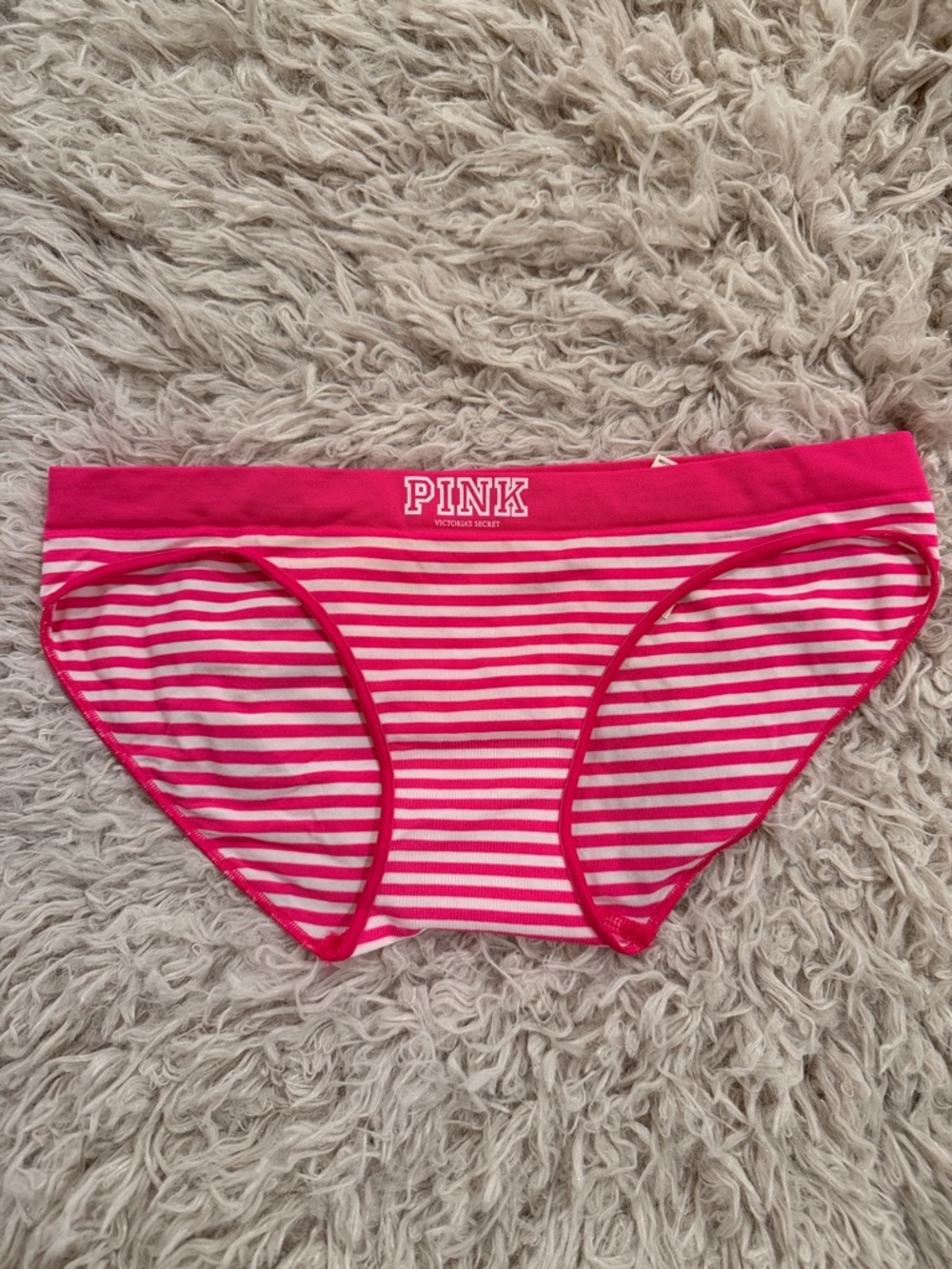 NWT VTG Victoria's Secret PINK Yoga Seamless Stripe Bikini Panty Small